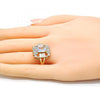 Anillo Multi Piedra 01.210.0102.07 Oro Laminado, con Zirconia Cubica Blanca, Pulido, Dorado