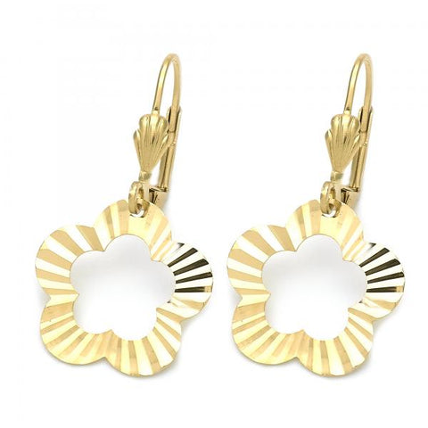 Arete Colgante 02.63.1001 Oro Laminado, Diseño de Flor, Dorado