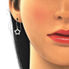 Arete Colgante 02.366.0017 Plata Rodinada, Diseño de Estrella, con Zirconia Cubica Blanca, Pulido, Rodinado