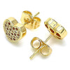 Arete Dormilona 02.156.0488.1 Oro Laminado, Diseño de Corazon, con Micro Pave Granate y Blanca, Pulido, Dorado