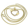Collares con Dije 04.195.0018.1.20 Oro Laminado, Diseño de Corazon y Mariposa, Diseño de Corazon, con Micro Pave Granate y Blanca, Pulido, Dorado