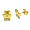 Arete Dormilona 02.344.0160 Oro Laminado, Diseño de Mariposa, con Micro Pave Blanca, Pulido, Dorado