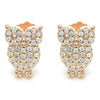 Arete Dormilona 02.336.0176.1 Plata Rodinada, Diseño de Buho, con Zirconia Cubica Blanca, Pulido, Oro Rosado