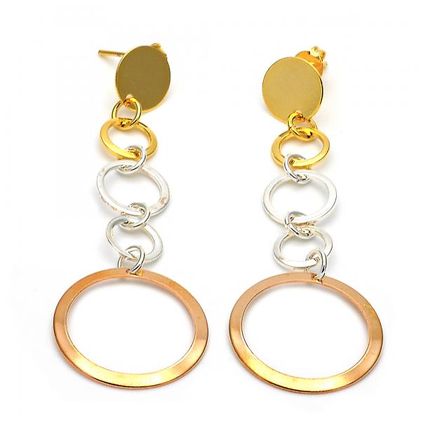 Arete Largo 83.005 Oro Laminado, Tricolor