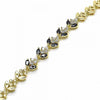 Pulsera Elegante 03.316.0077.08 Oro Laminado, Diseño de Oja, con Zirconia Cubica Negro y Blanca, Pulido, Dorado