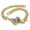Pulsera Elegante 03.357.0012.3.07 Oro Laminado, Diseño de Flor, con Zirconia Cubica Negro y Blanca, Pulido, Dorado