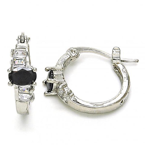 Argolla Pequeña 02.210.0303.8.15 Rodio Laminado, con Zirconia Cubica Negro y Blanca, Pulido, Rodinado