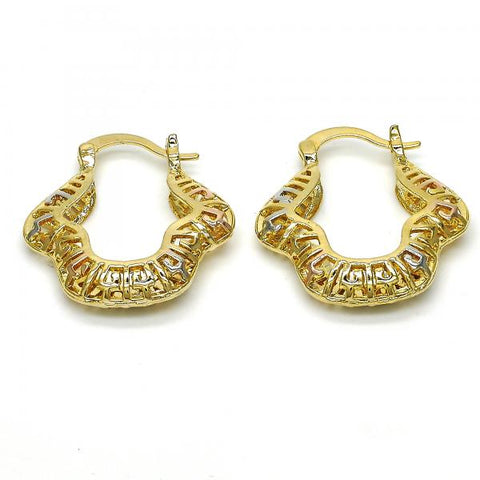 Argolla Pequeña 02.102.0008.25 Oro Laminado, Diseño de Llave Griega, Pulido, Tricolor