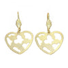 Arete Colgante 5.104.010 Oro Laminado, Diseño de Corazon y Mariposa, Diseño de Corazon, Diamantado, Dorado