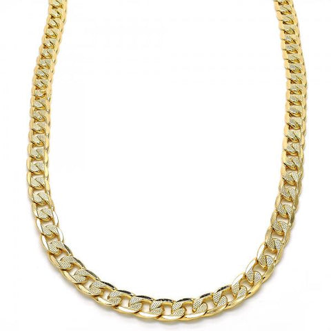 Gargantilla Básica 04.213.0160.24 Oro Laminado, Diseño de Cubana Pave, Pulido, Dorado