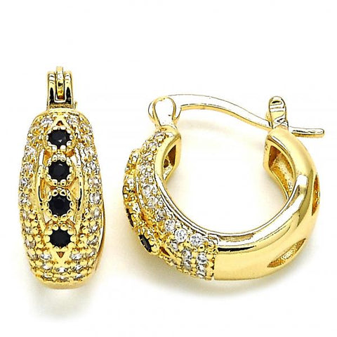 Argolla Pequeña 02.210.0298.3.15 Oro Laminado, con Zirconia Cubica Negro y Blanca, Pulido, Dorado