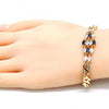 Pulsera Elegante 03.210.0136.07 Oro Laminado, Diseño de Corazon, con Zirconia Cubica Negro y Blanca, Pulido, Dorado