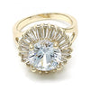 Anillo Multi Piedra 01.210.0103.08 Oro Laminado, con Zirconia Cubica Blanca, Pulido, Dorado