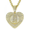 Dije Elegante 05.351.0081 Oro Laminado, Diseño de Corazon y Guadalupe, Diseño de Corazon, Diamantado, Dorado