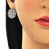 Arete Dormilona 02.233.0018.4 Rodio Laminado, con Micro Pave Negro y Blanca, Pulido, Rodinado