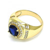 Anillo de Hombre 01.266.0047.3.12 Oro Laminado, con Zirconia Cubica Zafiro Azul y Micro PaveBlanca, Pulido, Dorado