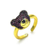Anillo Multi Piedra 01.341.0102.2 Oro Laminado, Diseño de Osito y Solitario, Diseño de Osito, con Micro Pave Rubi y Negro, Pulido, Dos Tonos