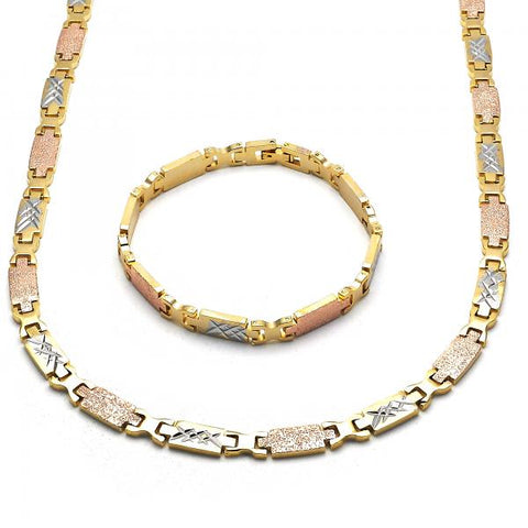 Collar y Pulso 06.102.0008 Oro Laminado, Diamantado, Tricolor