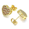 Arete Dormilona 02.94.0080.1 Oro Laminado, Diseño de Corazon, con Micro Pave Granate y Blanca, Pulido, Dorado