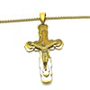 Collares con Dije 04.116.0057.1.30 Acero Inoxidable, Diseño de Crucifijo, Pulido, Dorado
