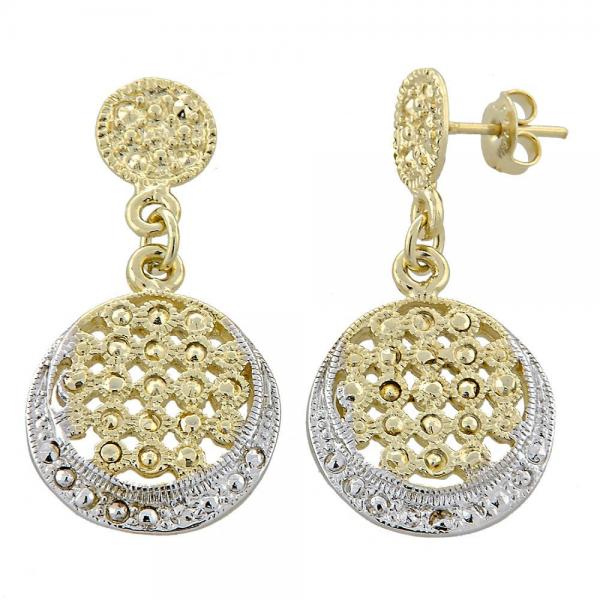 Arete Colgante 02.55.0011 Oro Laminado, Diamantado, Dos Tonos