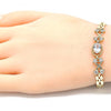 Pulsera Elegante 03.357.0013.07 Oro Laminado, con Zirconia Cubica Blanca, Pulido, Dorado
