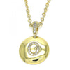 Dije Elegante 05.341.0012 Oro Laminado, Diseño de Iniciales, con Zirconia Cubica Blanca, Pulido, Dorado