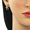 Arete Dormilona 02.156.0648 Oro Laminado, Diseño de Osito, con Micro Pave Negro, Pulido, Dorado