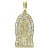 Dije Religioso 05.351.0125 Oro Laminado, Diseño de Guadalupe, con Cristal Blanca, Pulido, Dorado