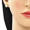 Arete Dormilona 02.156.0491.1 Oro Laminado, Diseño de Corazon, con Micro Pave Blanca, Pulido, Dorado