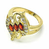 Anillo Multi Piedra 01.283.0011.08 Oro Laminado, con Zirconia Cubica Granate y Blanca, Pulido, Dorado