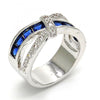Anillo Multi Piedra 01.210.0045.5.09 Rodio Laminado, con Zirconia Cubica Zafiro Azul y Blanca, Pulido, Rodinado