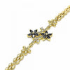 Pulsera Elegante 03.357.0011.3.07 Oro Laminado, Diseño de Flor, con Zirconia Cubica Negro y Blanca, Pulido, Dorado