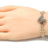 Pulsera Elegante 03.357.0012.3.07 Oro Laminado, Diseño de Flor, con Zirconia Cubica Negro y Blanca, Pulido, Dorado