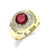 Anillo de Hombre 01.266.0047.1.11 Oro Laminado, con Zirconia Cubica Granate y Micro PaveBlanca, Pulido, Dorado