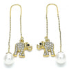 Arete Violador 02.380.0032 Oro Laminado, Diseño de Elefante, con Cristal Blanca y Negro, Pulido, Dorado