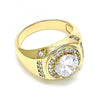 Anillo de Hombre 01.266.0047.12 Oro Laminado, con Zirconia Cubica Blanca y Micro PaveBlanca, Pulido, Dorado