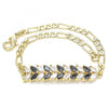 Pulsera Elegante 03.63.2154.1.08 Oro Laminado, Diseño de Oja, con Zirconia Cubica Negro y Blanca, Pulido, Dorado