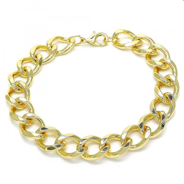 Pulsera Elegante 03.331.0149.09 Oro Laminado, Diseño de Chunky, Diamantado, Dorado