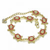Pulsera Elegante 03.351.0053.1.07 Oro Laminado, Diseño de Tortuga, con Cristal Granate, Pulido, Dorado