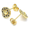 Arete Dormilona 02.233.0025.1 Oro Laminado, con Micro Pave Negro y Blanca, Pulido, Dorado