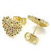 Arete Dormilona 02.156.0510.1 Oro Laminado, Diseño de Corazon, con Micro Pave Granate y Blanca, Pulido, Dorado