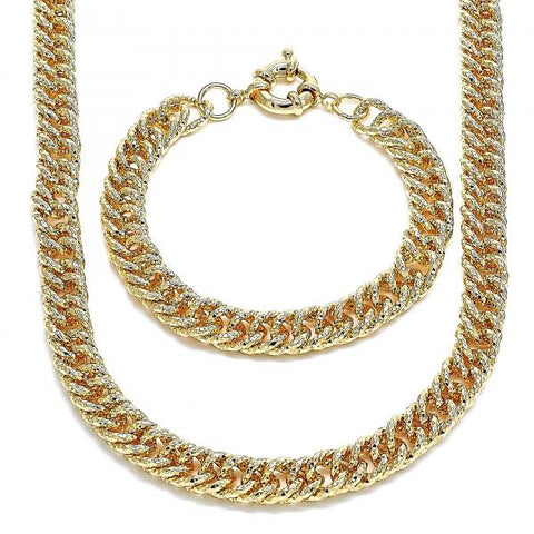 Collar y Pulso 06.319.0002 Oro Laminado, Diseño de Chunky, Diamantado, Dorado