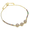 Pulsera Bolo Ajustable 03.233.0016.1.11 Oro Laminado, con Zirconia Cubica Rubi y Blanca, Pulido, Dorado