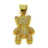 Dije Elegante 05.342.0180 Oro Laminado, Diseño de Osito y Arco, Diseño de Osito, con Micro Pave Blanca, Pulido, Dorado