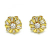 Arete Dormilona 02.387.0033.5 Oro Laminado, Diseño de Flor, con Zirconia Cubica Blanca, Pulido, Dorado