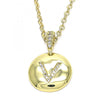 Dije Elegante 05.341.0015 Oro Laminado, Diseño de Iniciales, con Zirconia Cubica Blanca, Pulido, Dorado