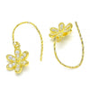 Arete Colgante 02.366.0001.1 Plata Rodinada, Diseño de Flor, con Zirconia Cubica Blanca, Pulido, Dorado