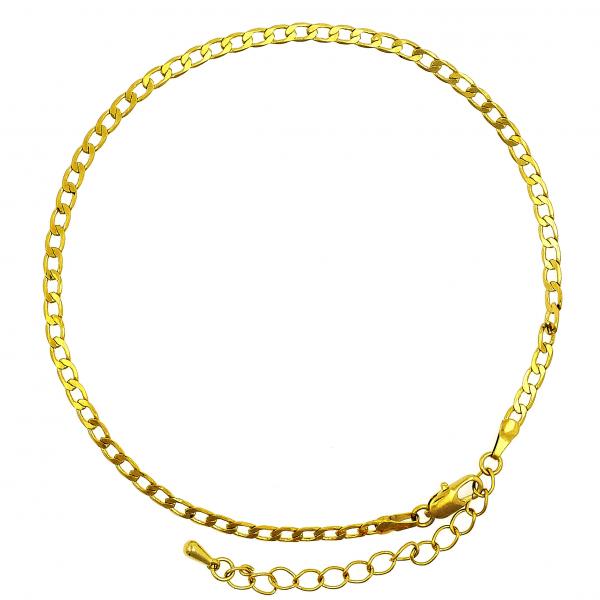 Tobillera Básica 5.222.007.10 Oro Laminado, Diseño de Cubana, Pulido, Dorado