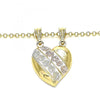 Dije Elegante 05.351.0091.1 Oro Laminado, Diseño de Corazon y Flor, Diseño de Corazon, Diamantado, Tricolor
